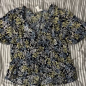 H&M Black and Yellow Floral Blouse